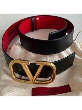 VALENTINO GARAVANI V logo Signature reversible leather belt